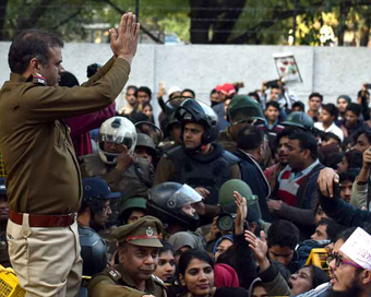 Firing outside gate no.5 of JMI